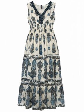 Magic Paisley Embroidered Waistband in Blue Turquoise and Gold.